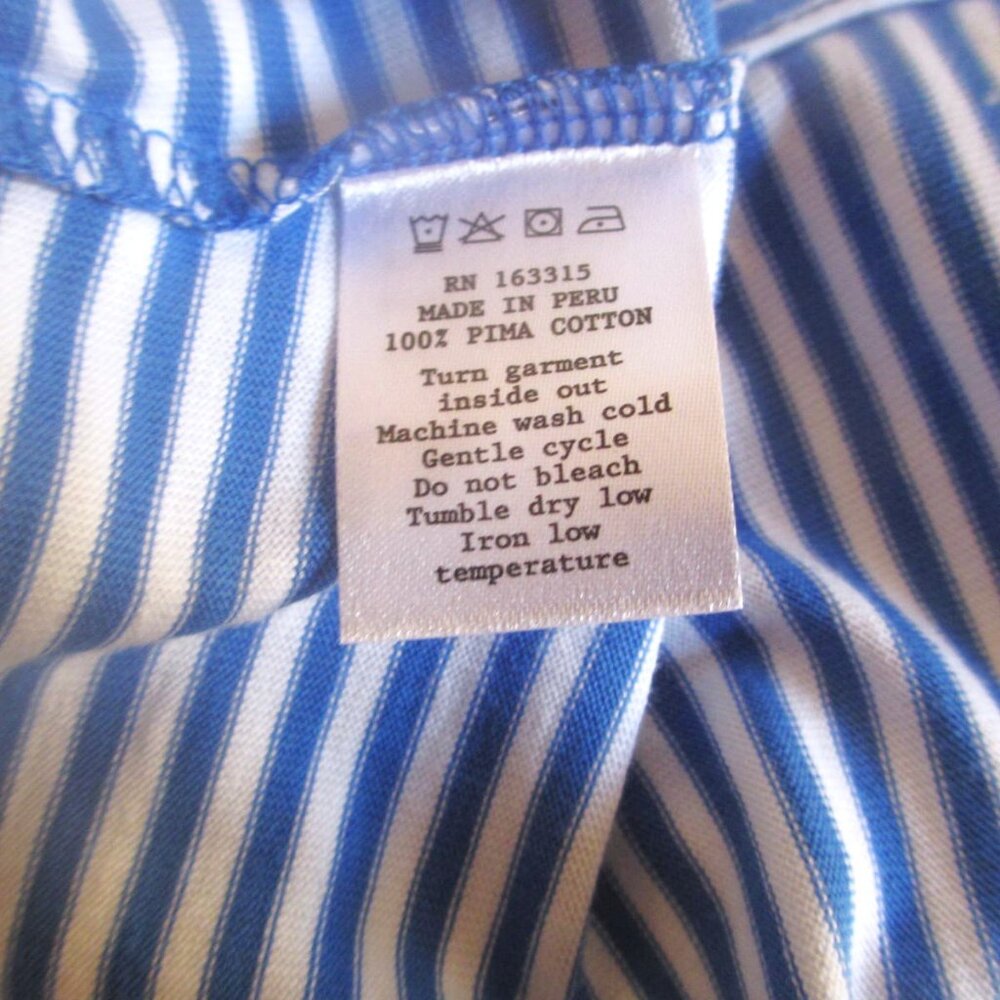 RENWICK Pima 100% Cotton Golf Polo Shirt XS Short Sleeve Cobalt White Stripe $85 - Picture 9 of 9